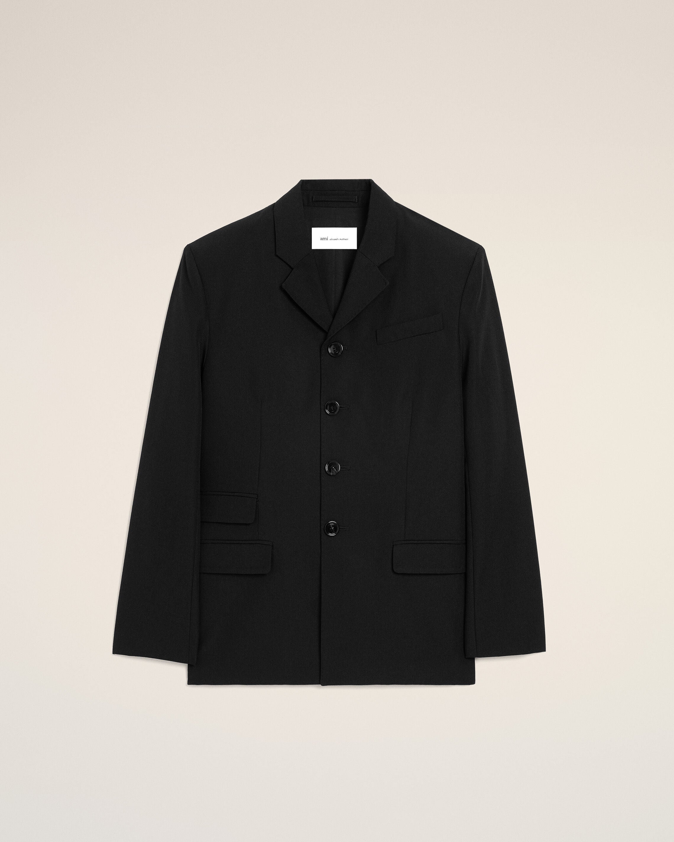 ami paris ブラックボタン付きジャケット ブラック ナイロン Ami De Coeur スタッズ ボタンジャケット ブラック