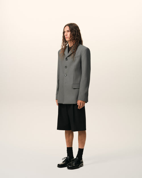 Grey New Wool Single Breasted Straight Jacket - 6 - Ami Paris