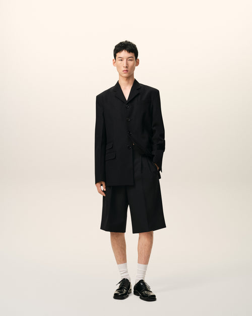 Black New Wool Single Breasted Straight Jacket - 1 - Ami Paris