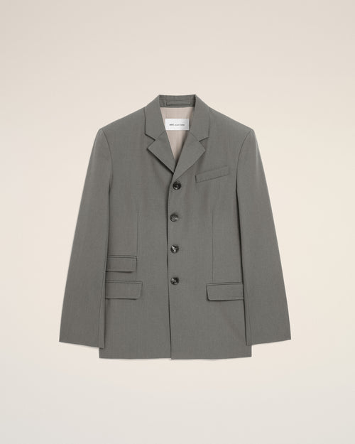 グレー ニューウール シングルブレスト ストレートジャケット - 2 - Ami Paris