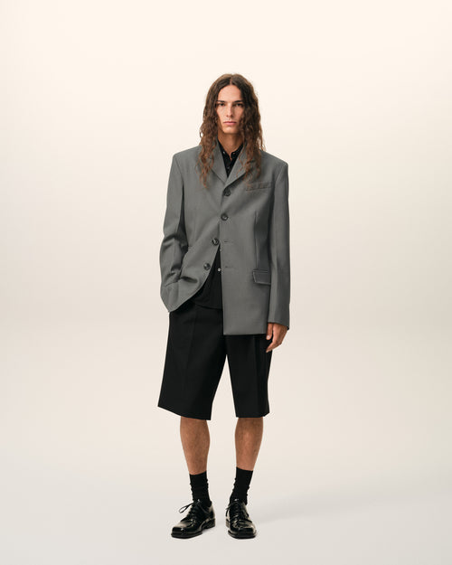 Grey New Wool Single Breasted Straight Jacket - 2 - Ami Paris