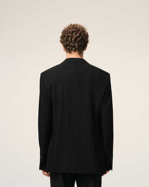 Black New Wool Straight Single Breasted Jacket - 5 - Ami Paris