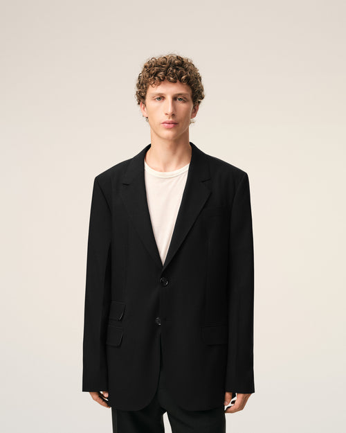 Black New Wool Straight Single Breasted Jacket - Man - 3 - AMI Paris - Ami Paris