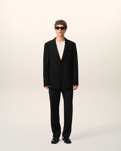 Black New Wool Straight Single Breasted Jacket - 2 - Ami Paris