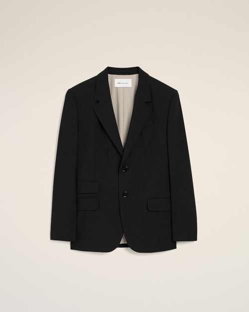 Black New Wool Straight Single Breasted Jacket - 1 - Ami Paris