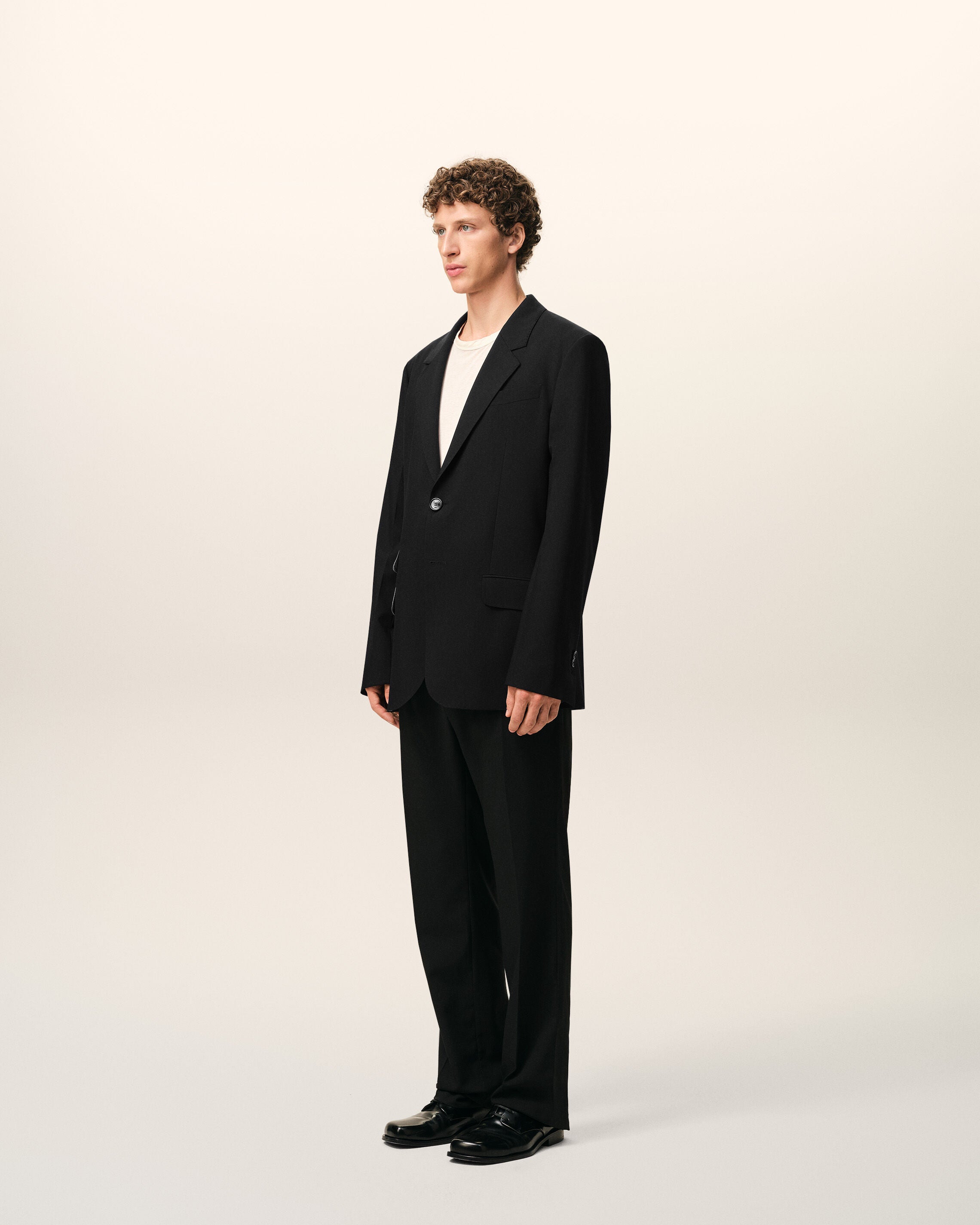Black New Wool Straight Single Breasted Jacket - 6