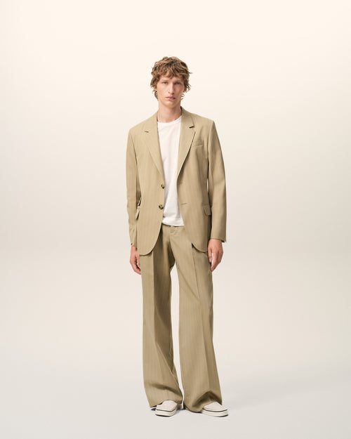 Beige New Wool Single Breasted Straight Jacket - 2 - Ami Paris