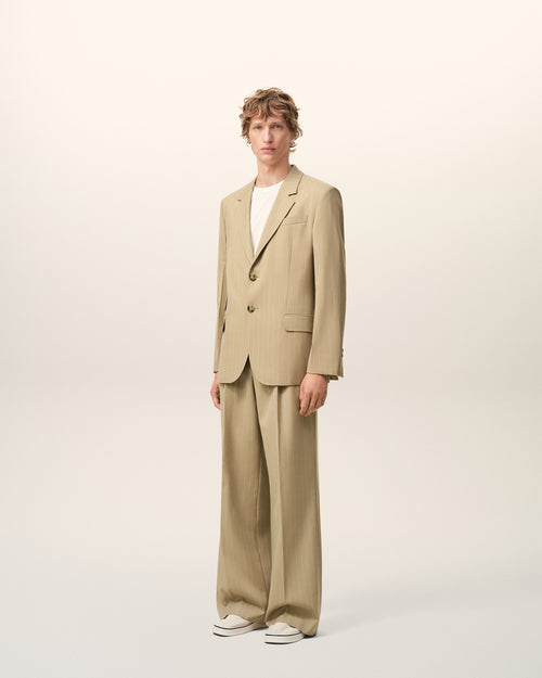 Veste Droite Simple Boutonnage Beige en Laine Vierge - Homme - 6 - AMI Paris - Ami Paris