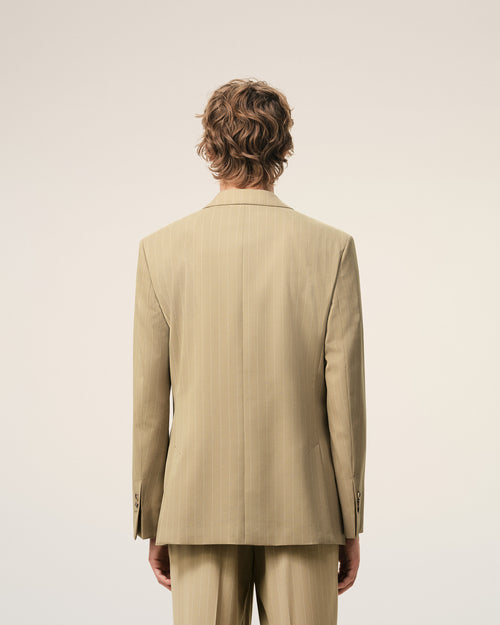 Chaqueta recta con cierre simple de lana virgen beige - Hombre - 5 - AMI Paris - Ami Paris
