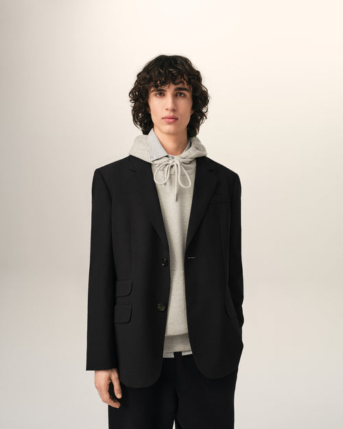 Black single breasted straight-fit wool blazer - Man - 3 - AMI Paris - Ami Paris