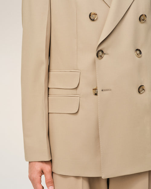 Beige New Wool Double Breasted Straight Jacket - Man - 4 - AMI Paris - Ami Paris