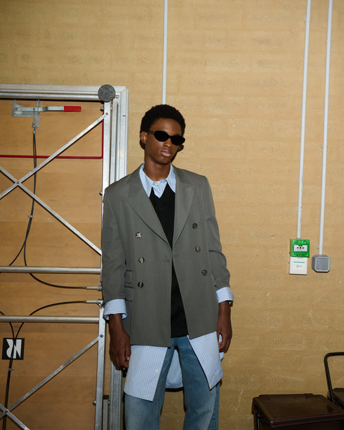 Grey New Wool Double Breasted Straight Jacket - Man - 8 - AMI Paris - Ami Paris