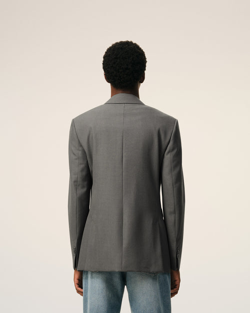 Chaqueta recta cruzada de lana virgen gris - Hombre - 5 - AMI Paris - Ami Paris