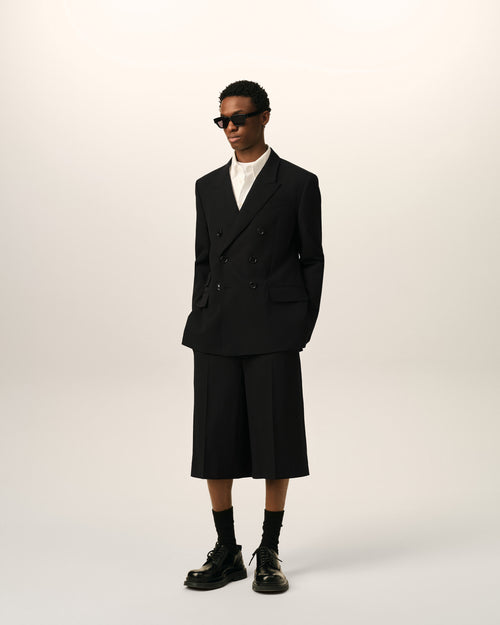 Black double breasted straight-fit wool blazer - Man - 2 - AMI Paris - Ami Paris