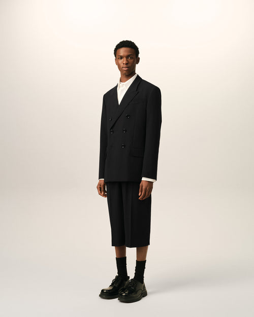 Black double breasted straight-fit wool blazer - Man - 6 - AMI Paris - Ami Paris