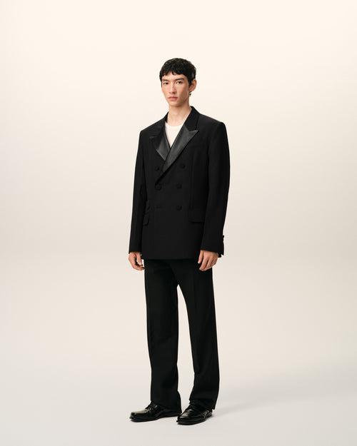 Black New Wool Double Breasted Straight Smocking Jacket - Man - 6 - AMI Paris - Ami Paris