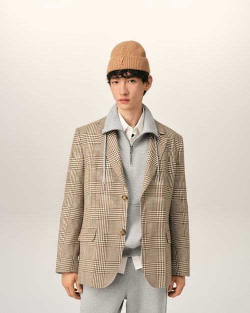Brown Wool Prince Of Wales Straight Jacket - Man - 3 - AMI Paris - Ami Paris