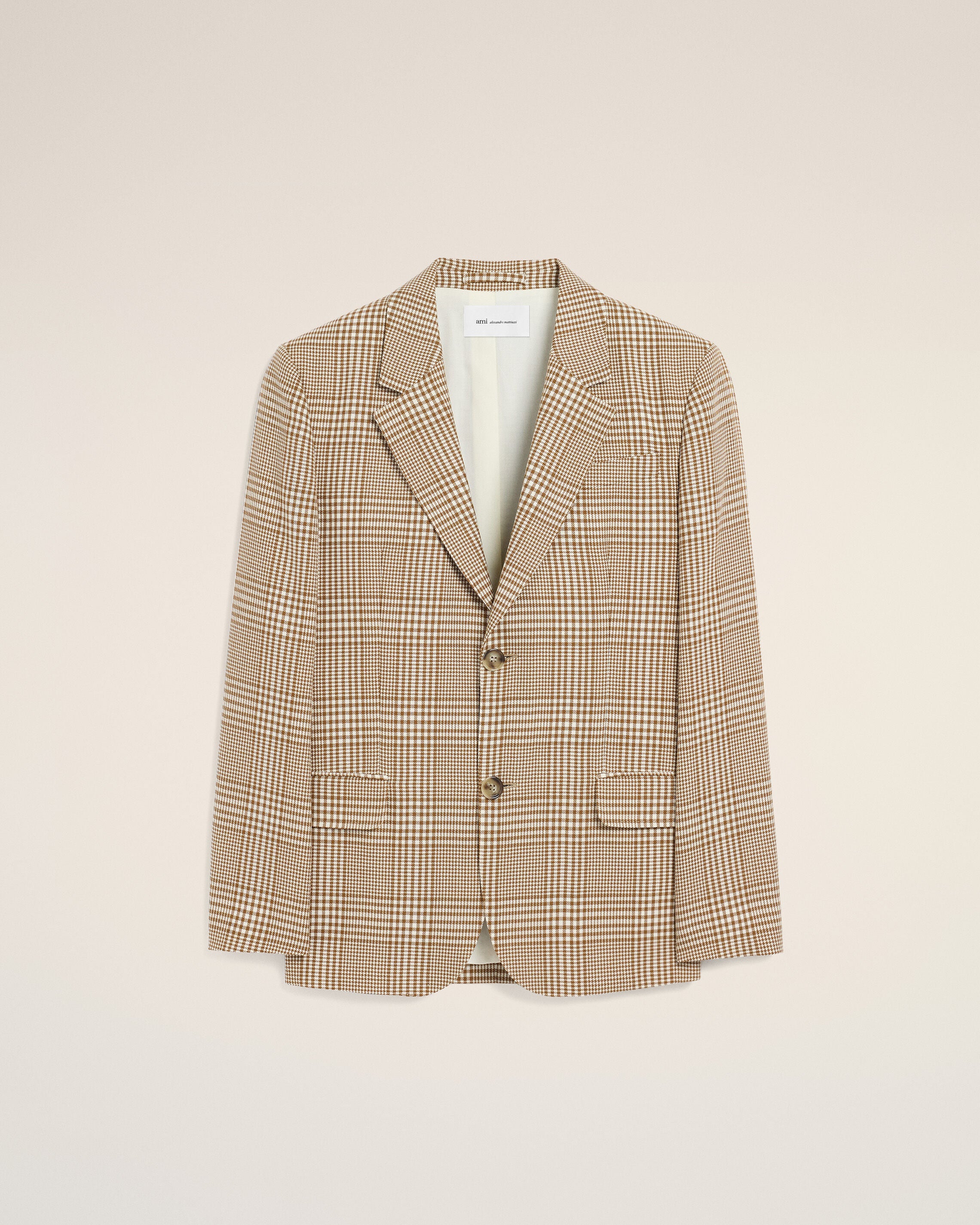Brown Wool Prince Of Wales Straight Jacket - 1