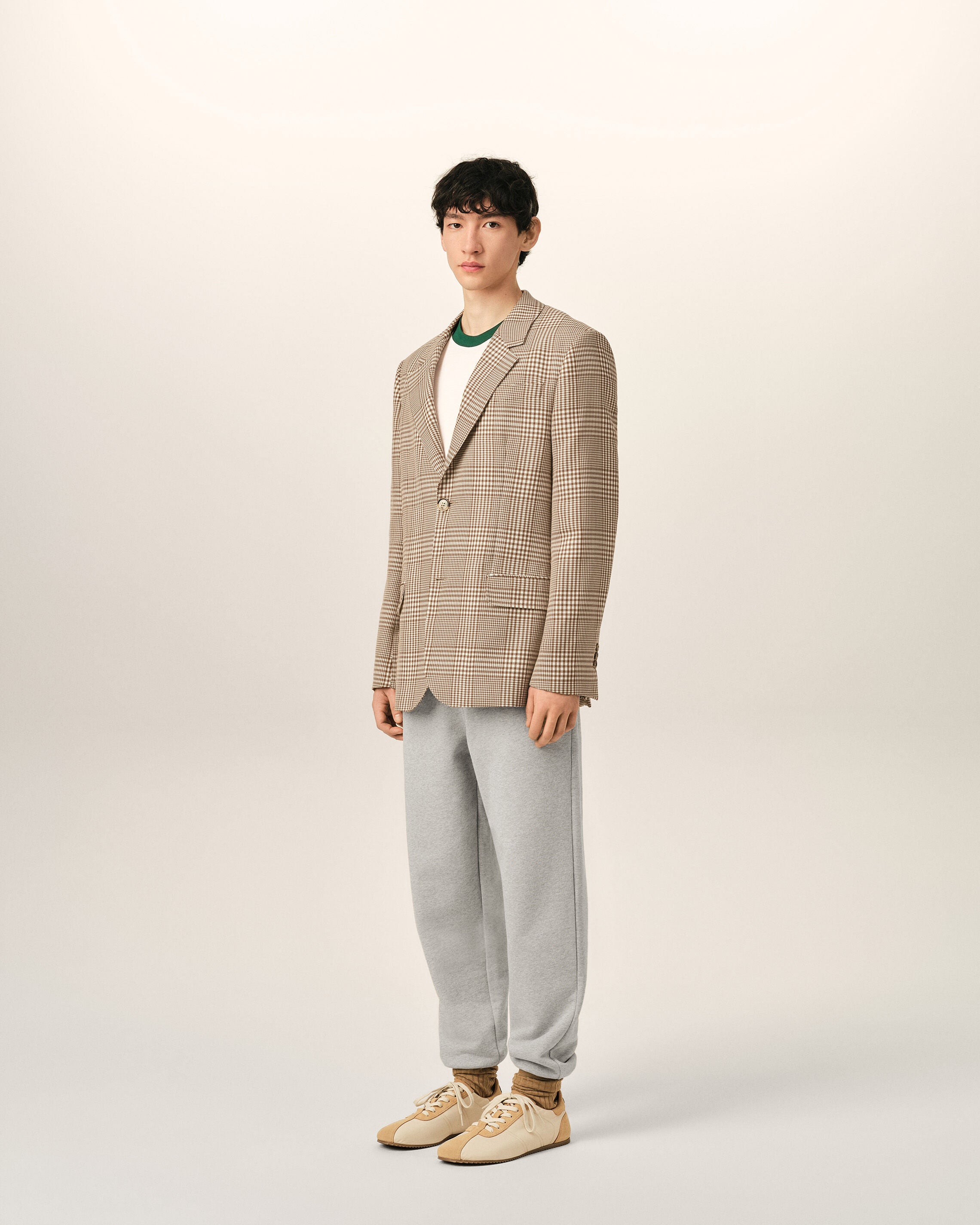 Brown Wool Prince Of Wales Straight Jacket - 6