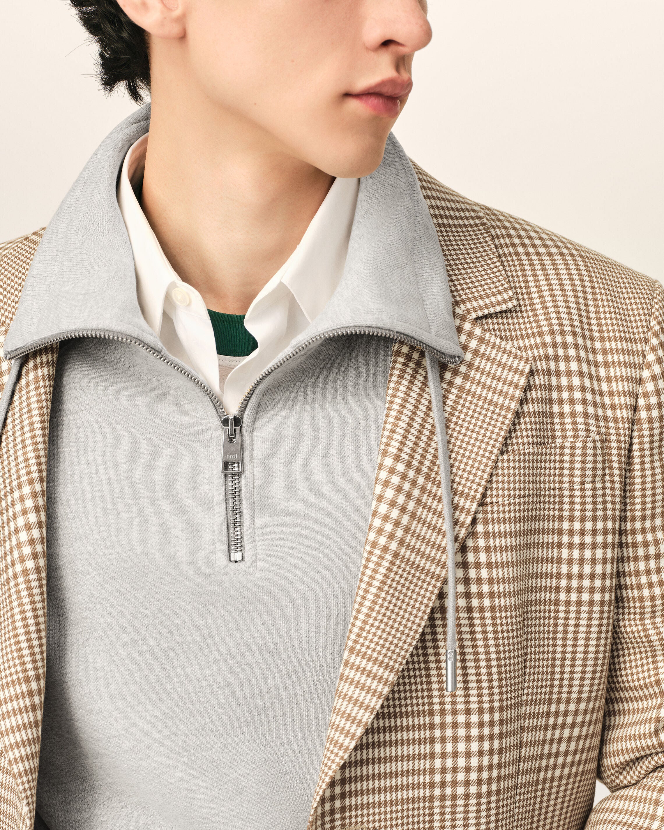 Brown Wool Prince Of Wales Straight Jacket - 4