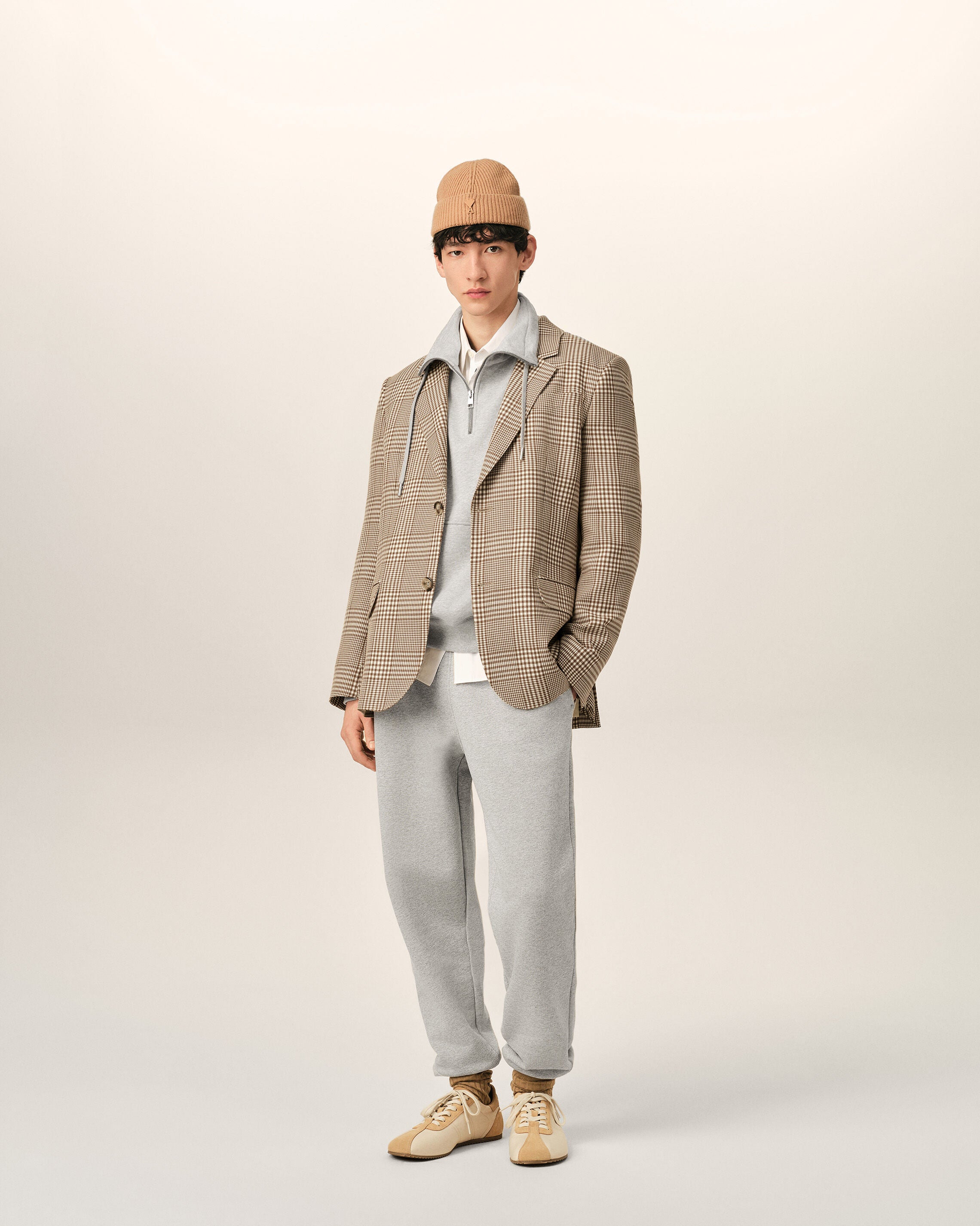Brown Wool Prince Of Wales Straight Jacket - 2