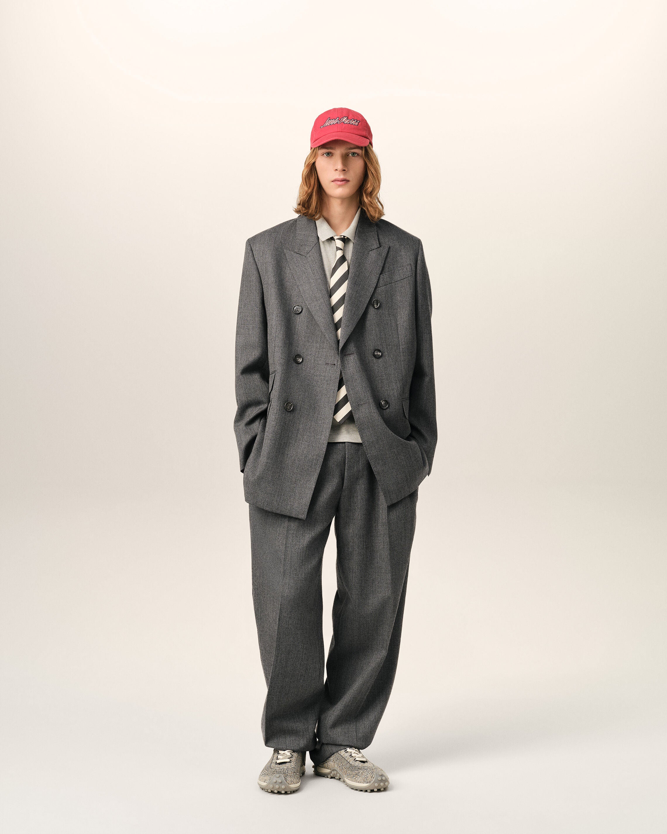 Grey double breasted wool blazer - 2