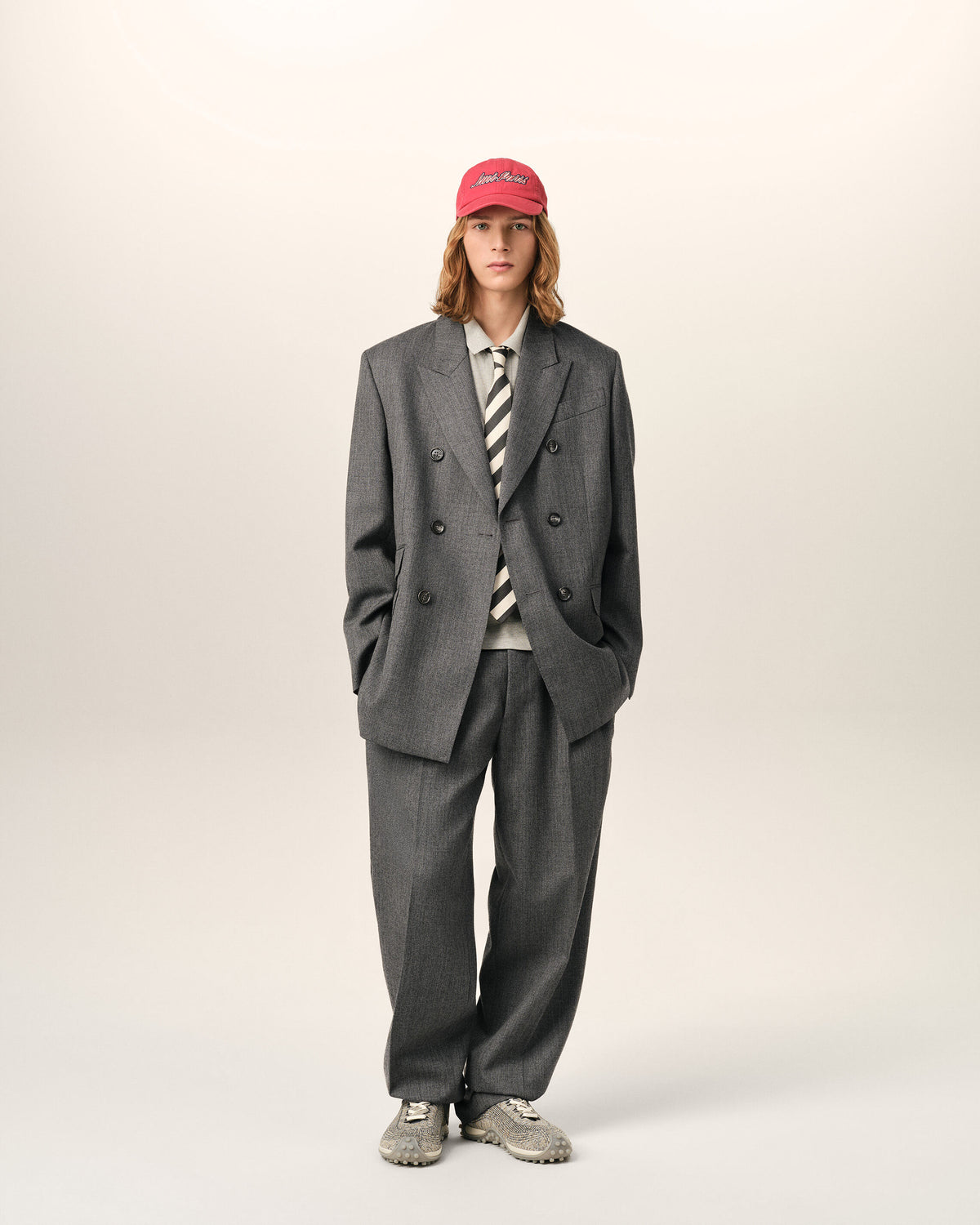 Grey double breasted wool blazer - 2
