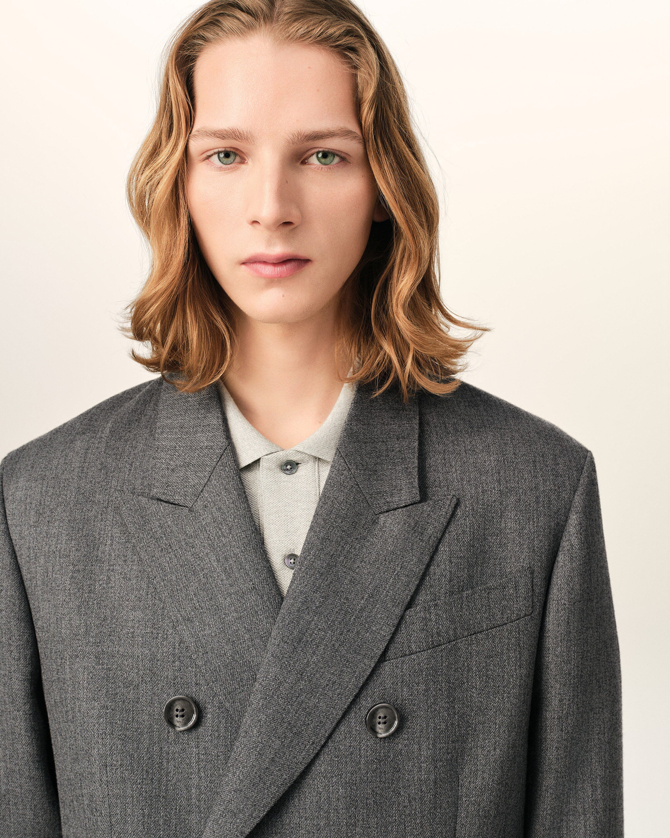 Grey double breasted wool blazer - 4