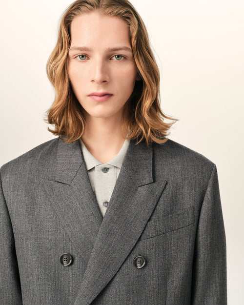 Grey double breasted wool blazer - Man - 4 - AMI Paris - Ami Paris
