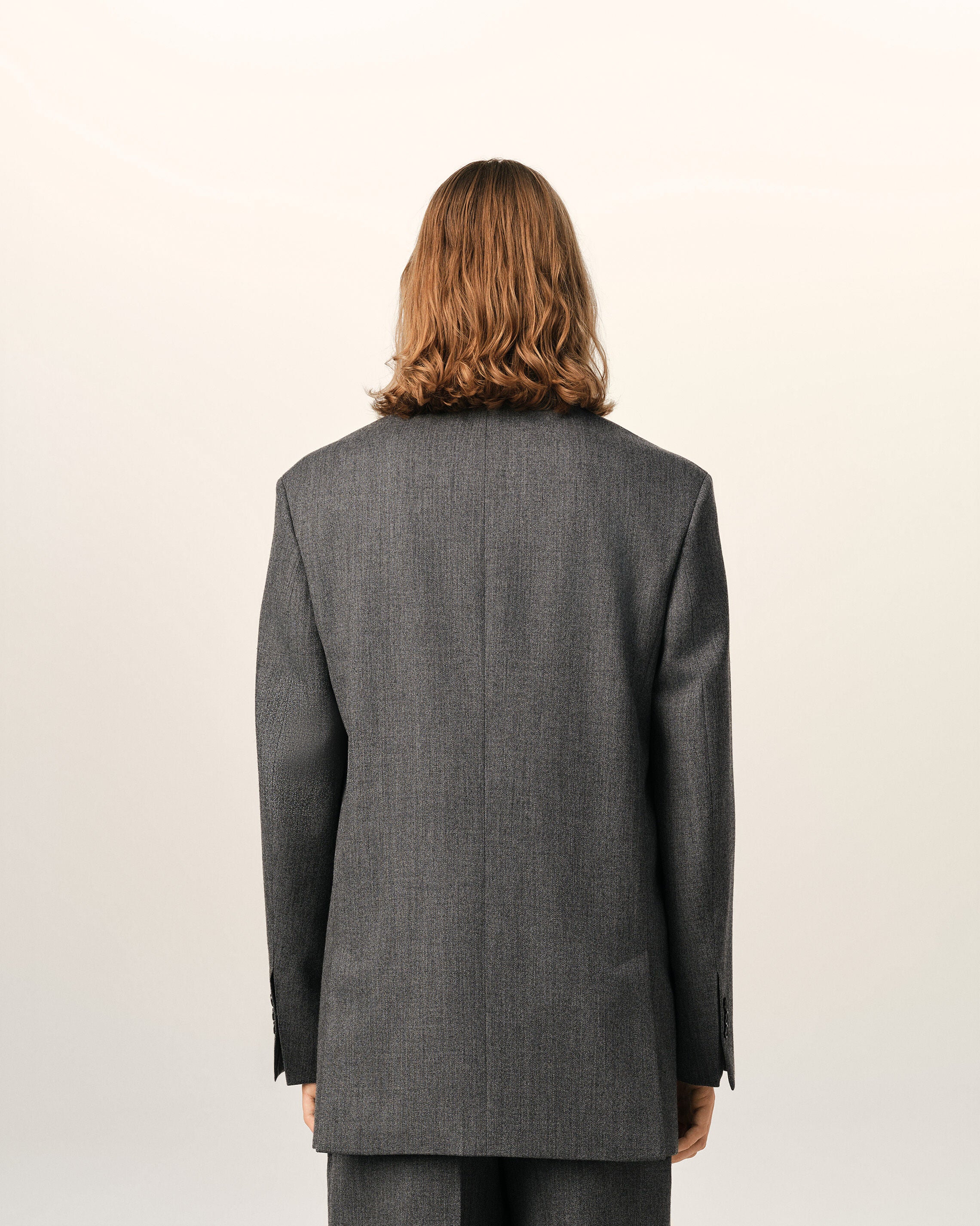 Grey double breasted wool blazer - 5
