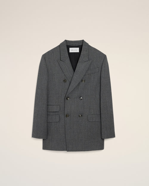 Grey double breasted wool blazer - 2 - Ami Paris