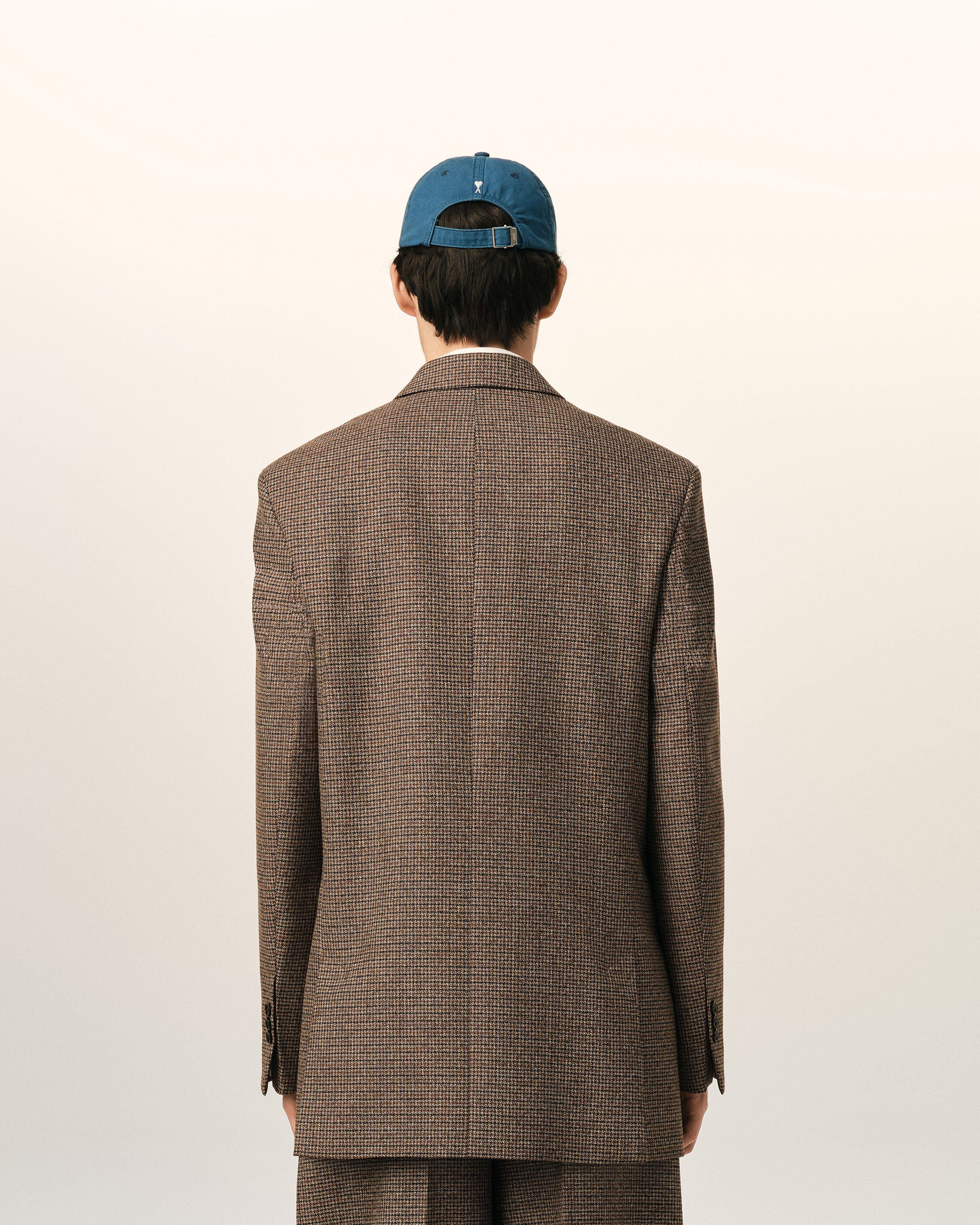 Doppelreihiger Blazer aus braunem Hahnentritt-Muster aus Wolle - 5