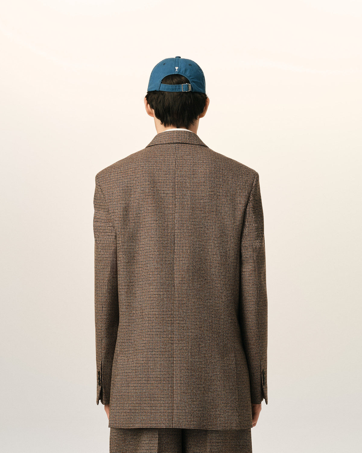 Brown double breasted houndstooth wool blazer - 5