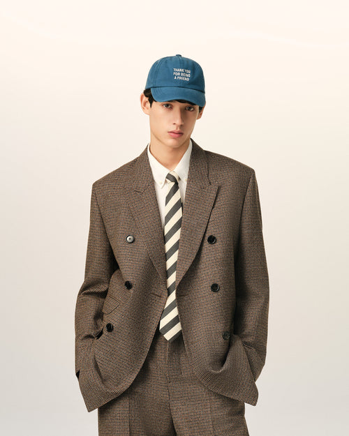 Doppelreihiger Blazer aus braunem Hahnentritt-Muster aus Wolle - Herren - 3 - AMI Paris - Ami Paris