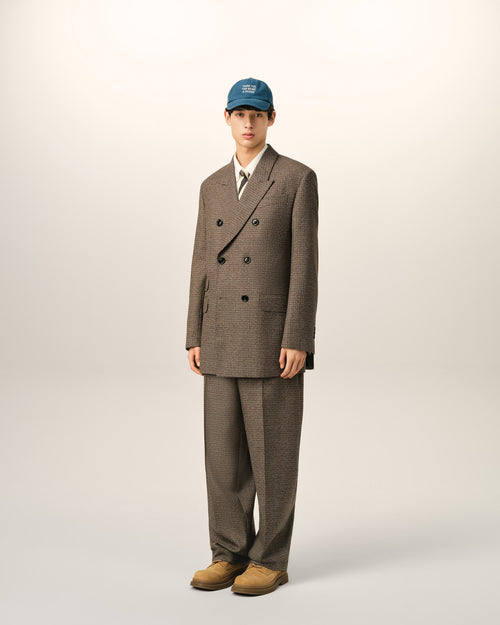Doppelreihiger Blazer aus braunem Hahnentritt-Muster aus Wolle - Herren - 6 - AMI Paris - Ami Paris