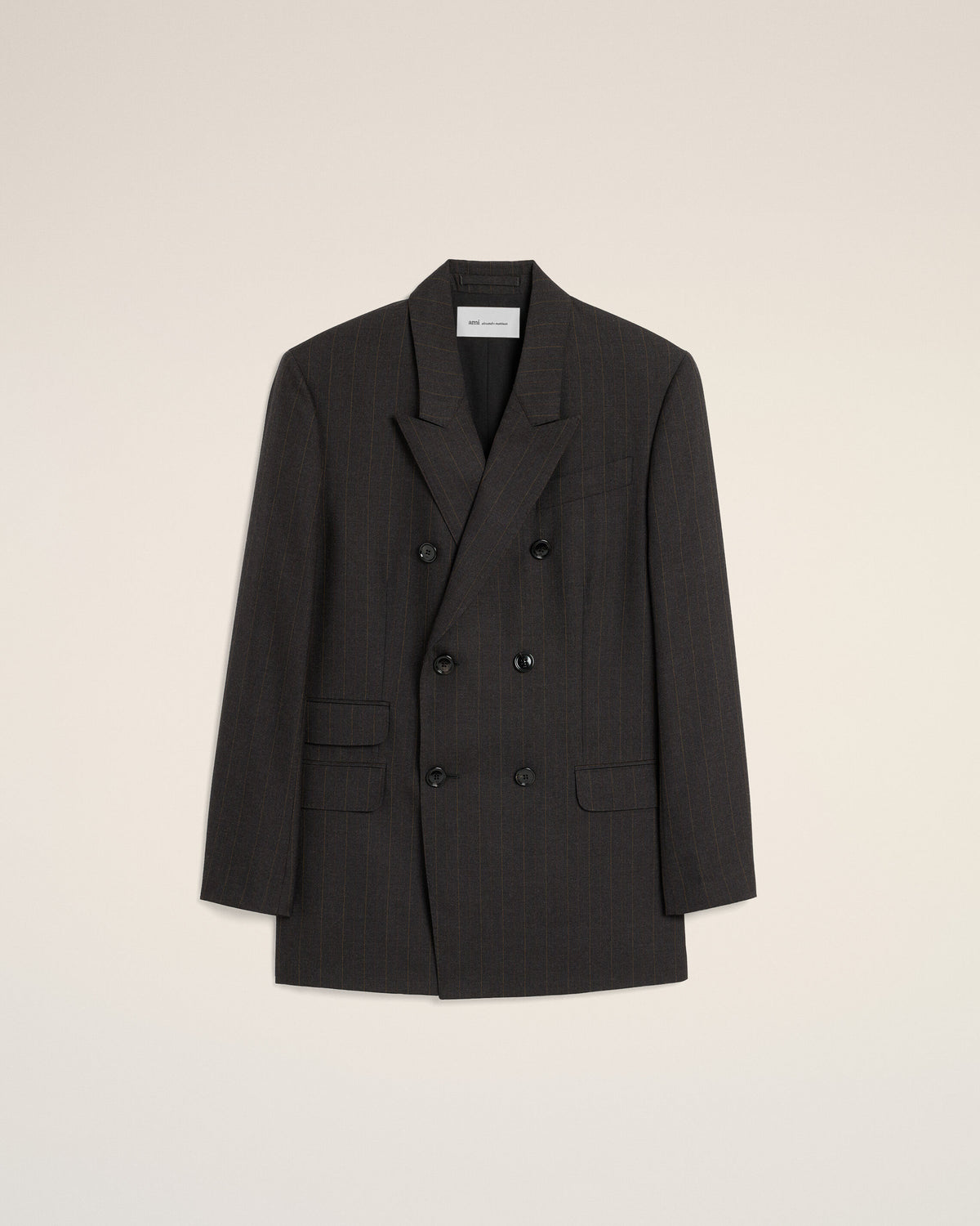 Grey double breasted striped wool blazer - 1