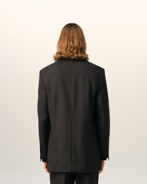 Grey double breasted striped wool blazer - Man - 5 - AMI Paris - Ami Paris