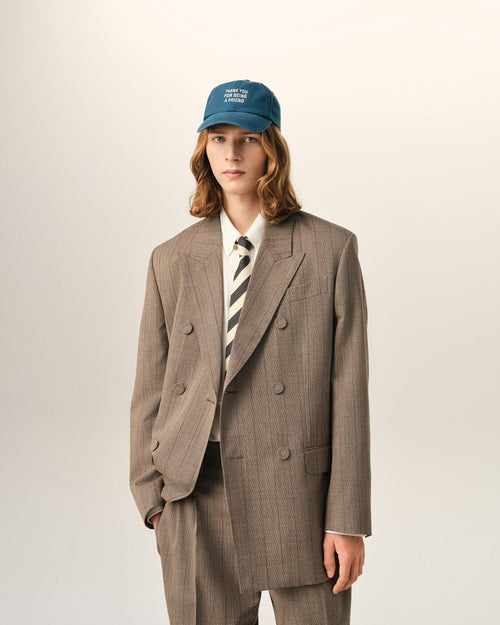 Brown double breasted striped wool blazer - Man - 3 - AMI Paris - Ami Paris