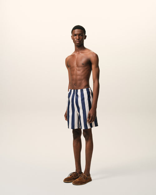 White And Navy Long Stripes Swimsuit - Man - 6 - AMI Paris - Ami Paris