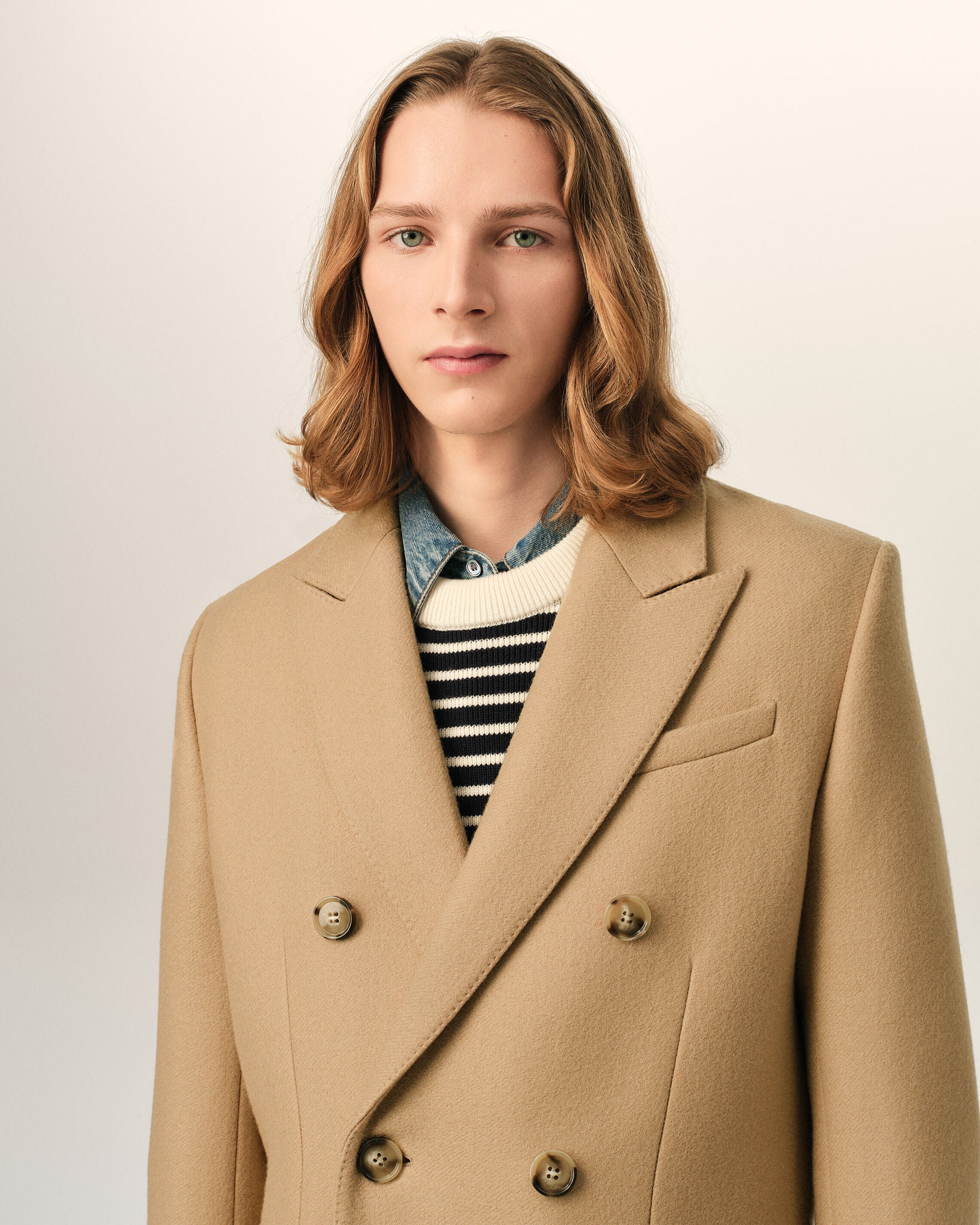 Manteau beige double boutonnage en laine - 4