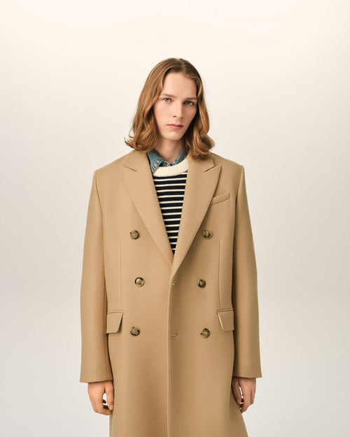 Manteau beige double boutonnage en laine - Homme - 3 - AMI Paris - Ami Paris