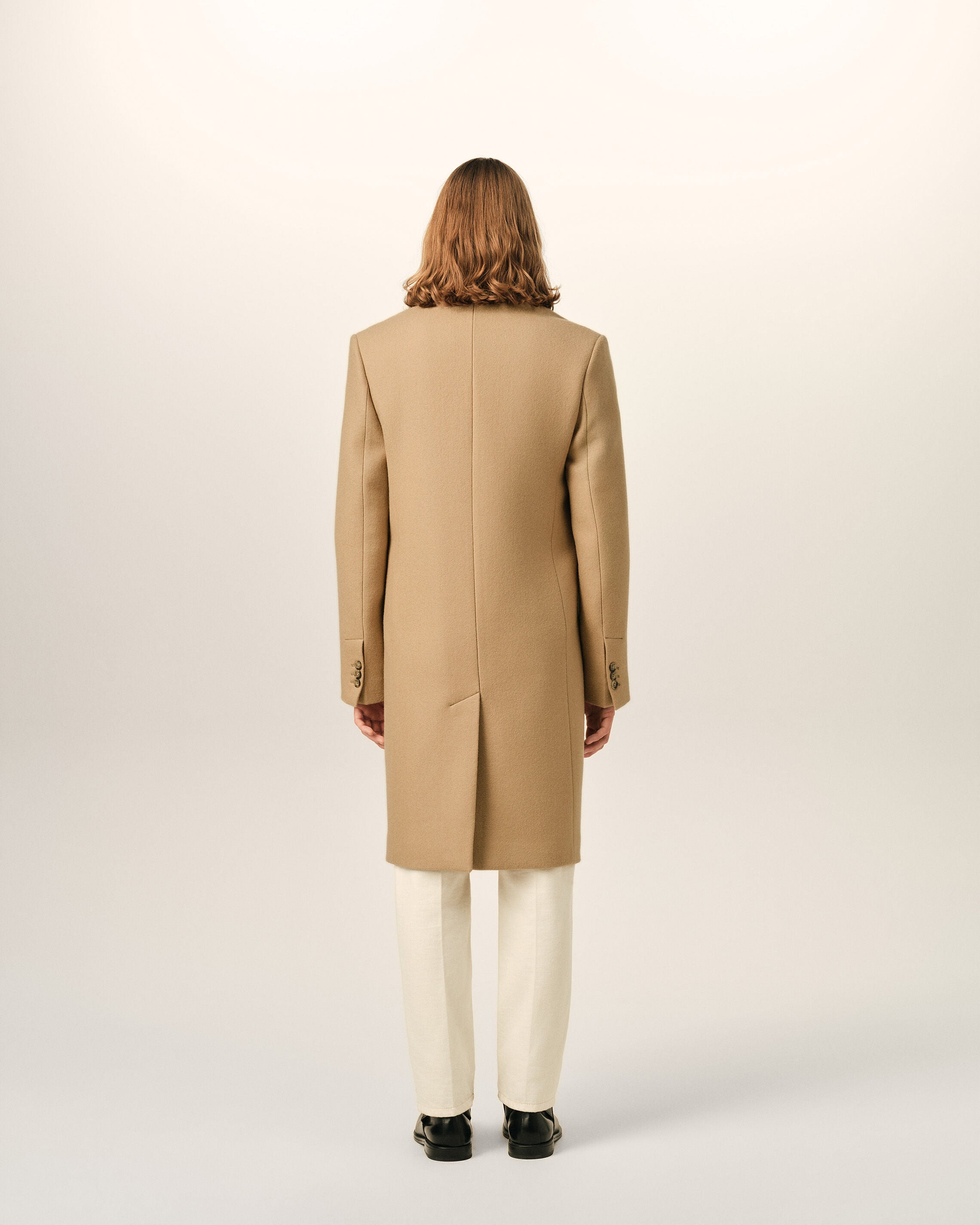 Manteau beige double boutonnage en laine - 5