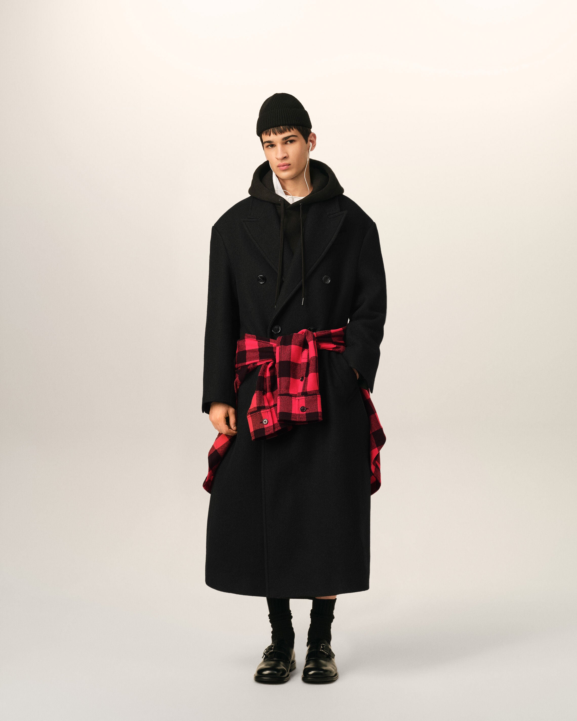 Long black double breasted wool coat - 2