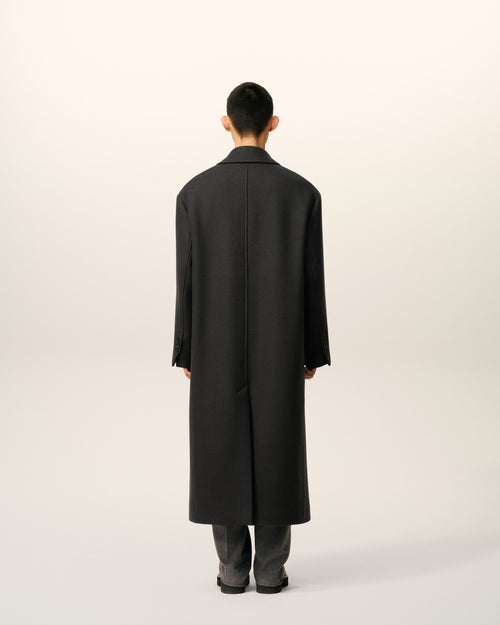 Black Wool Double Breasted Long Coat - 5 - Ami Paris