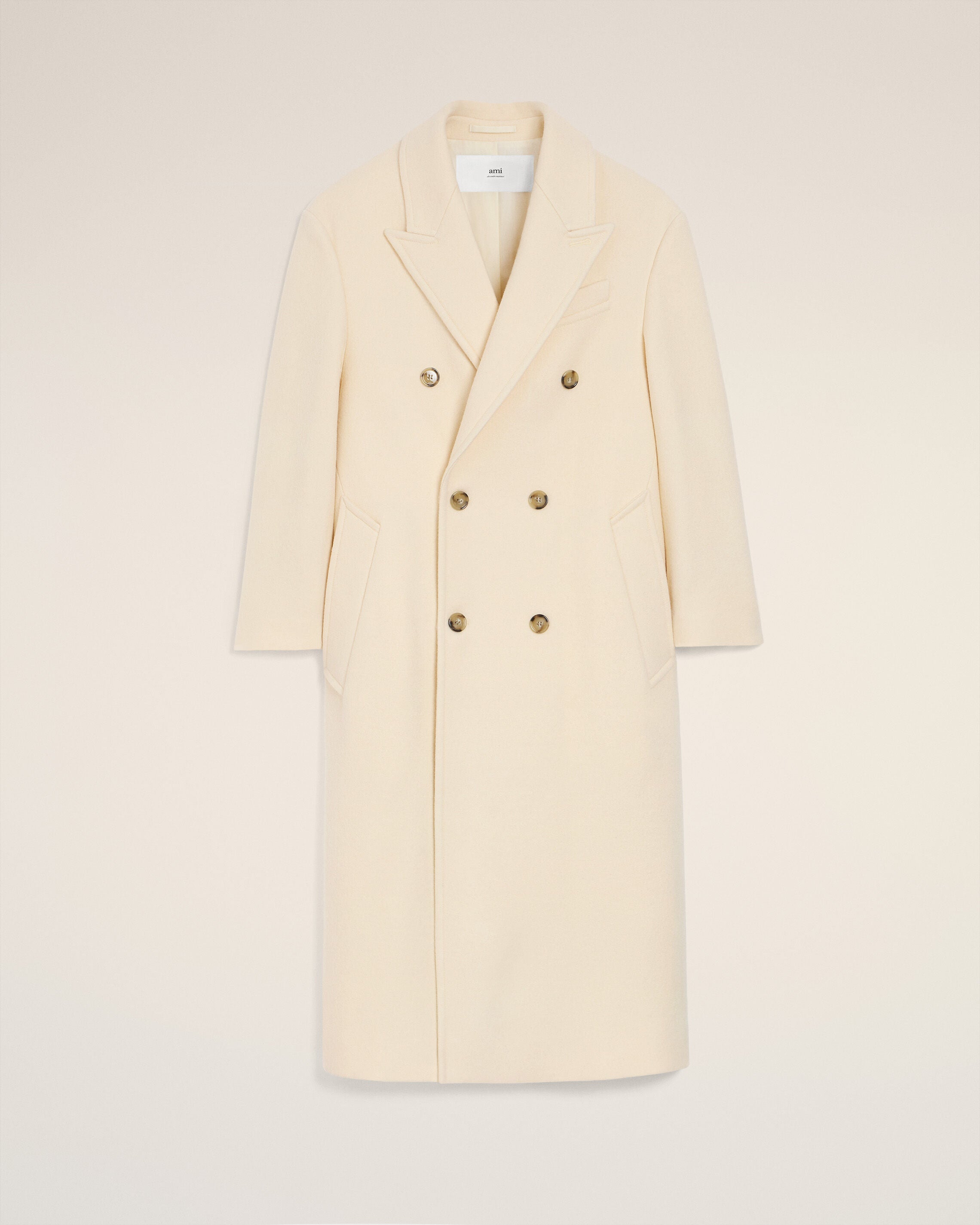 ホワイト ウール ダブルブレスト ロングコート アイボリー | AMI PARIS