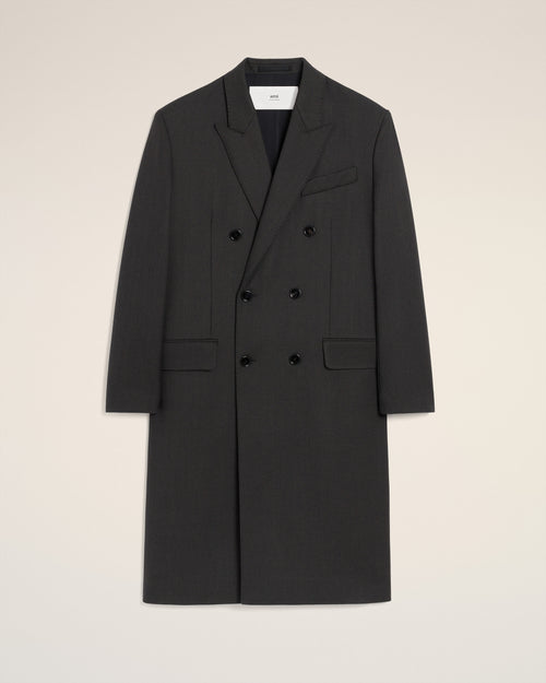 Black Wool Double Breasted Straigth Coat - 1 - Ami Paris