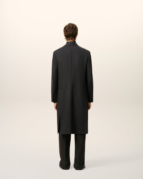 Black Wool Double Breasted Straigth Coat - 5 - Ami Paris