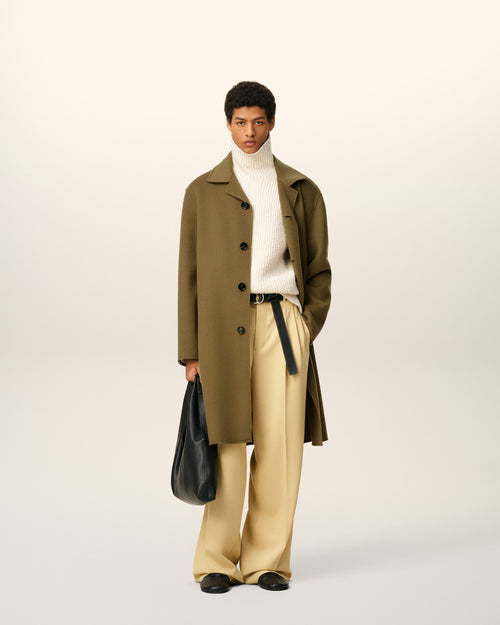 Green Wool Belted Coat - 1 - Ami Paris
