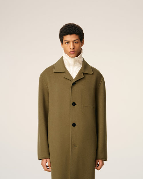 Green Wool Belted Coat - 3 - Ami Paris