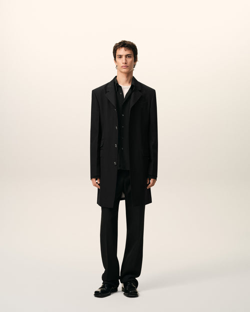 Black New Wool Straight Simple Breasted Jacket - 2 - Ami Paris